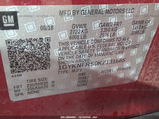 Photo 8 VIN: 1GYKNFRS0KZ131665 - CADILLAC XT5 