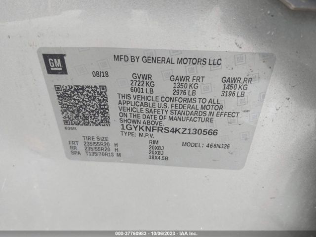 Photo 8 VIN: 1GYKNFRS4KZ130566 - CADILLAC XT5 