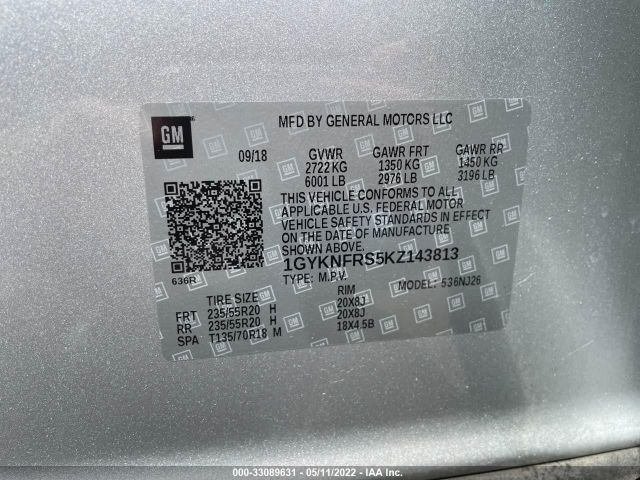 Photo 8 VIN: 1GYKNFRS5KZ143813 - CADILLAC XT5 