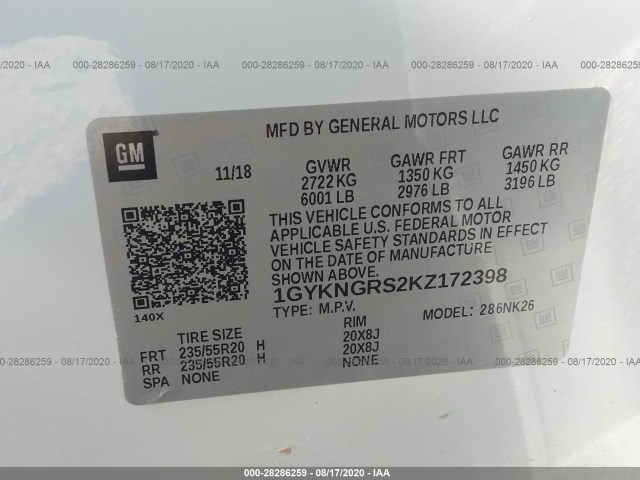 Photo 8 VIN: 1GYKNGRS2KZ172398 - CADILLAC XT5 