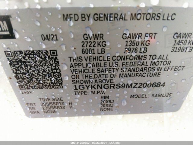 Photo 8 VIN: 1GYKNGRS9MZ200684 - CADILLAC XT5 SPORT 