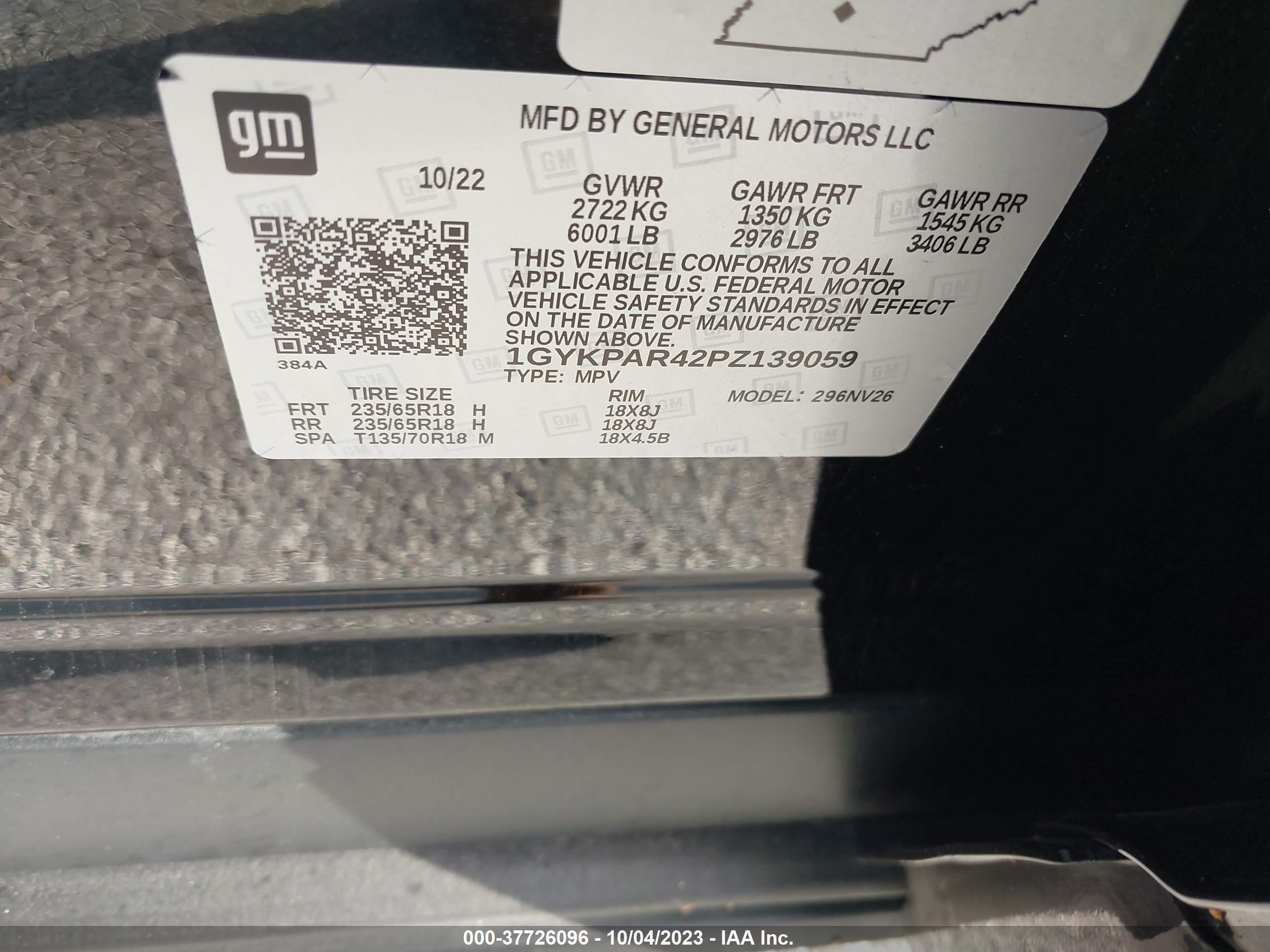 Photo 8 VIN: 1GYKPAR42PZ139059 - CADILLAC XT6 LUXURY 