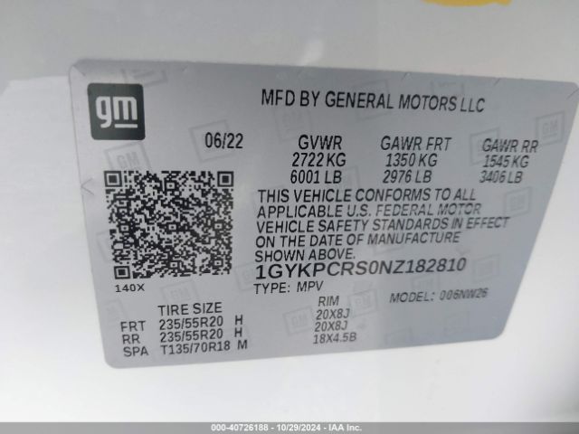 Photo 8 VIN: 1GYKPCRS0NZ182810 - CADILLAC XT6 