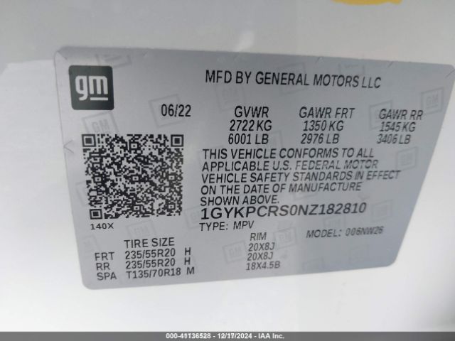 Photo 8 VIN: 1GYKPCRS0NZ182810 - CADILLAC XT6 