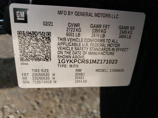 Photo 9 VIN: 1GYKPCRS1MZ171023 - CADILLAC XT6 PREMIU 