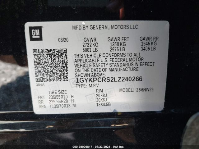 Photo 8 VIN: 1GYKPCRS2LZ240266 - CADILLAC XT6 