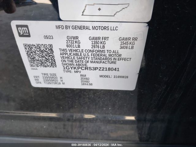 Photo 8 VIN: 1GYKPCRS3PZ218041 - CADILLAC XT6 