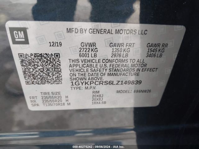 Photo 8 VIN: 1GYKPCRS6LZ149839 - CADILLAC XT6 