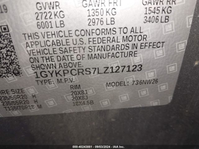 Photo 8 VIN: 1GYKPCRS7LZ127123 - CADILLAC XT6 