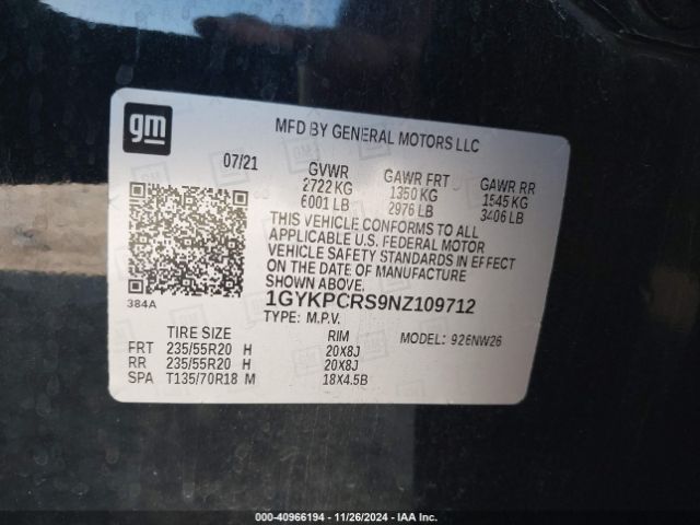 Photo 8 VIN: 1GYKPCRS9NZ109712 - CADILLAC XT6 