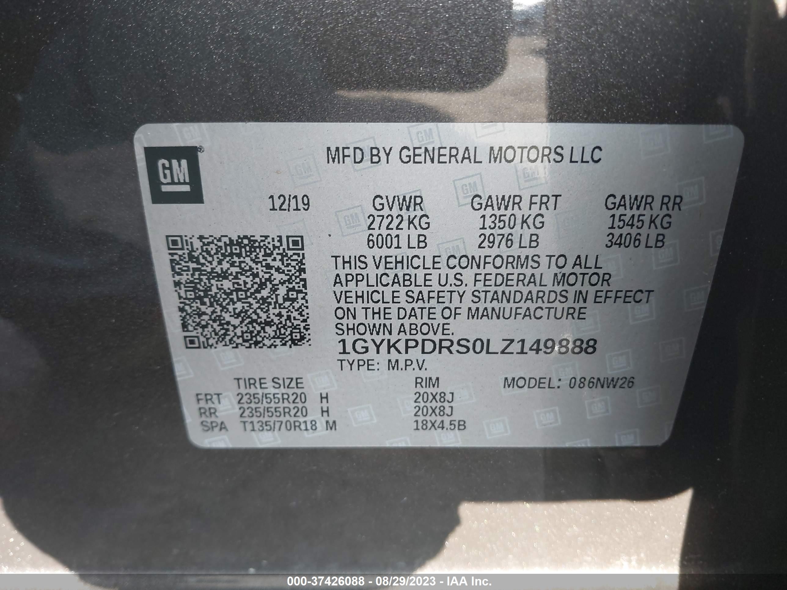 Photo 8 VIN: 1GYKPDRS0LZ149888 - CADILLAC XT6 