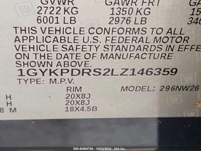 Photo 8 VIN: 1GYKPDRS2LZ146359 - CADILLAC XT6 