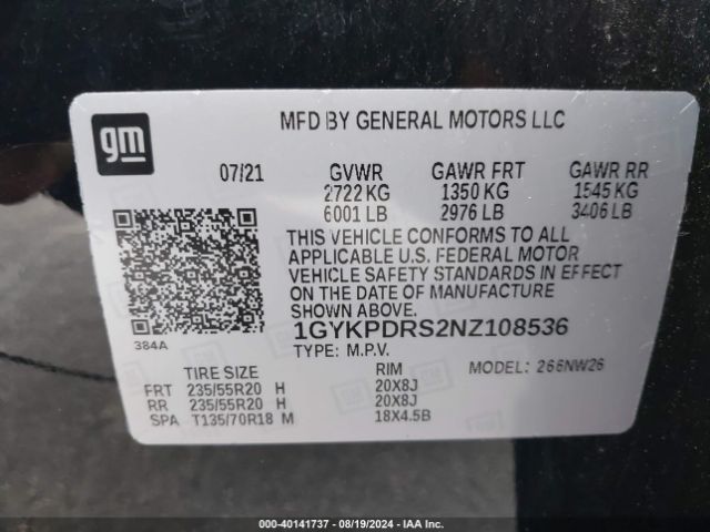 Photo 8 VIN: 1GYKPDRS2NZ108536 - CADILLAC XT6 