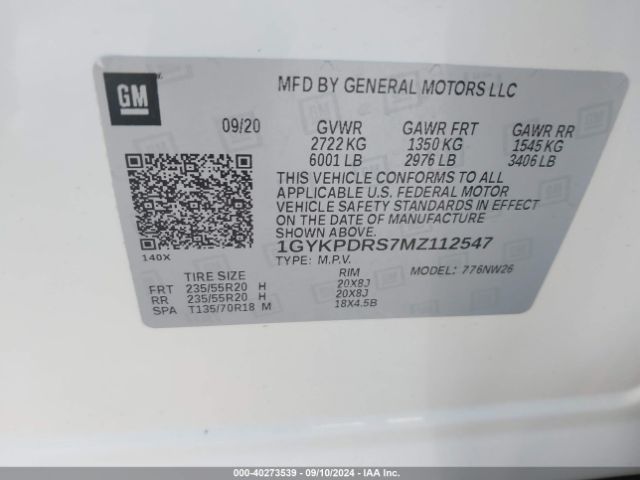 Photo 8 VIN: 1GYKPDRS7MZ112547 - CADILLAC XT6 