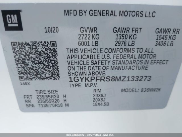 Photo 8 VIN: 1GYKPFRS8MZ133273 - CADILLAC XT6 