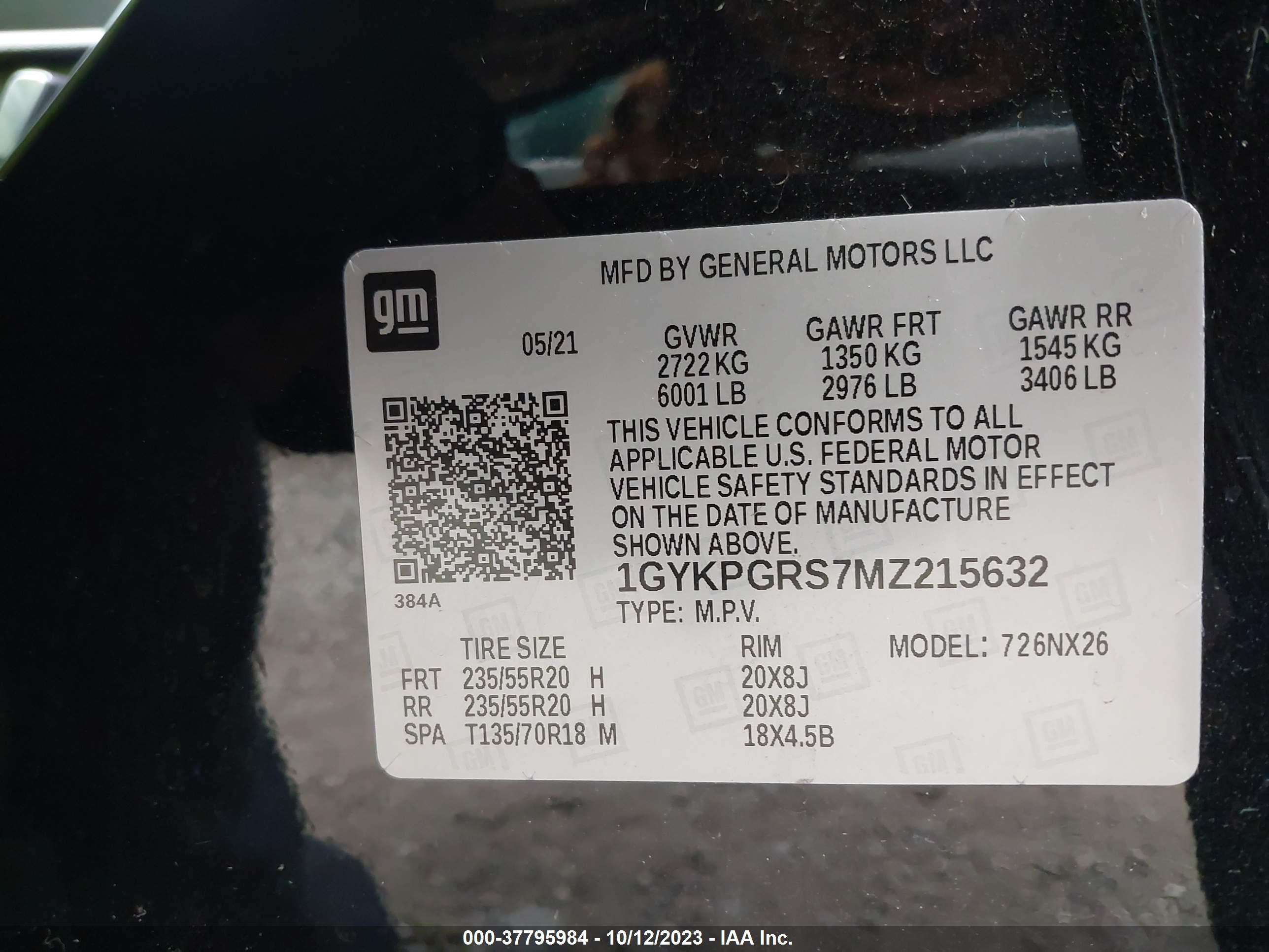 Photo 8 VIN: 1GYKPGRS7MZ215632 - CADILLAC XT6 