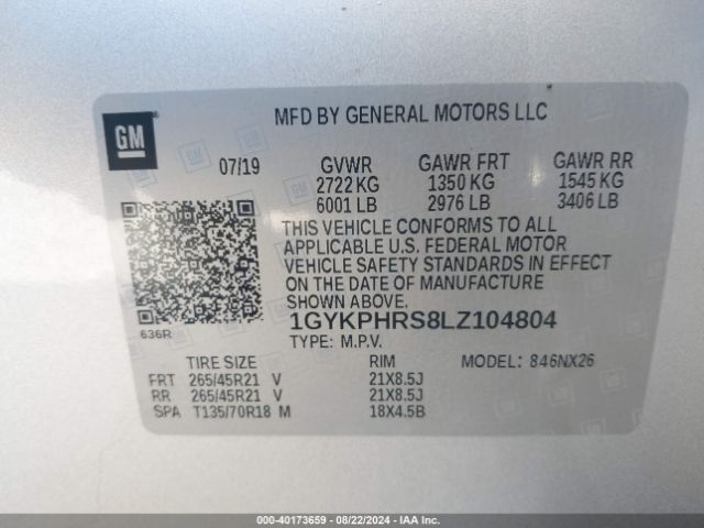 Photo 8 VIN: 1GYKPHRS8LZ104804 - CADILLAC XT6 