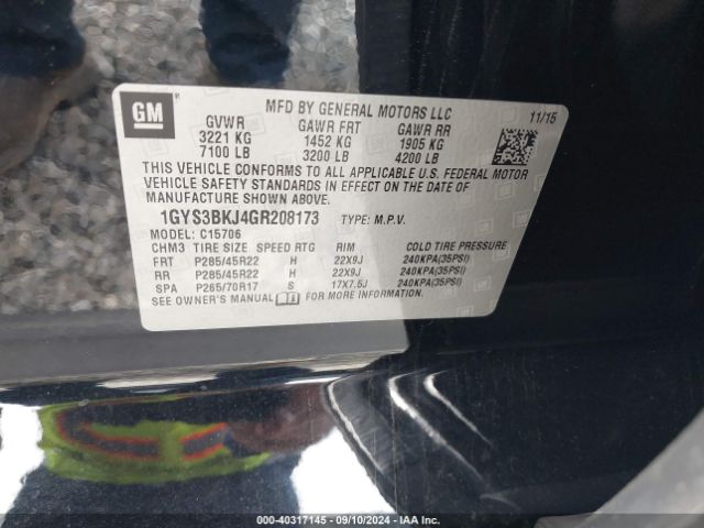 Photo 8 VIN: 1GYS3BKJ4GR208173 - CADILLAC ESCALADE 