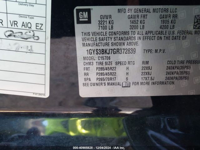 Photo 8 VIN: 1GYS3BKJ7GR372839 - CADILLAC ESCALADE 