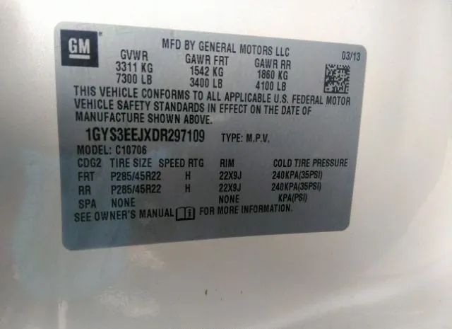 Photo 8 VIN: 1GYS3EEJXDR297109 - CADILLAC ESCALADE HYBRID 