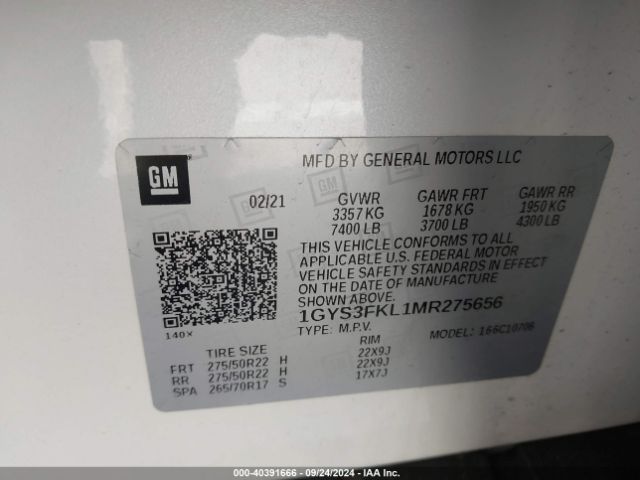 Photo 8 VIN: 1GYS3FKL1MR275656 - CADILLAC ESCALADE 