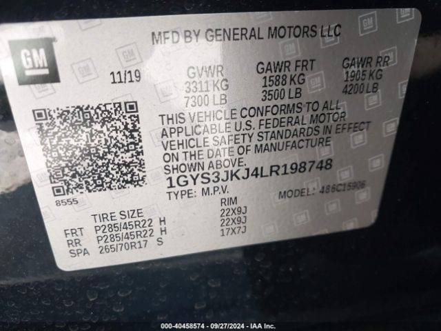 Photo 8 VIN: 1GYS3JKJ4LR198748 - CADILLAC ESCALADE ESV 