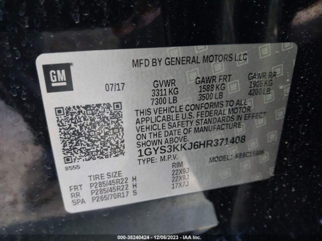 Photo 8 VIN: 1GYS3KKJ6HR371408 - CADILLAC ESCALADE ESV 