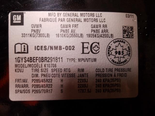 Photo 9 VIN: 1GYS4BEF0BR291811 - CADILLAC ESCALADE L 