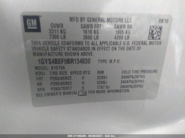 Photo 8 VIN: 1GYS4BEF9BR134830 - CADILLAC ESCALADE 