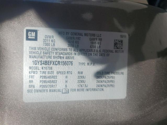 Photo 12 VIN: 1GYS4BEFXCR156076 - CADILLAC ESCALADE 