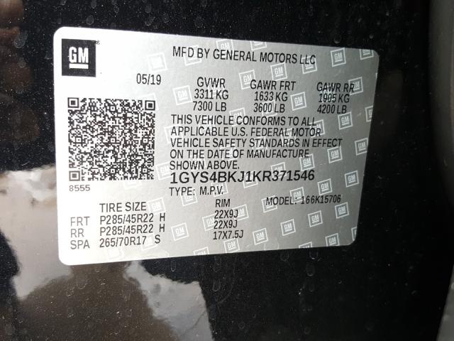 Photo 9 VIN: 1GYS4BKJ1KR371546 - CADILLAC ESCALADE L 