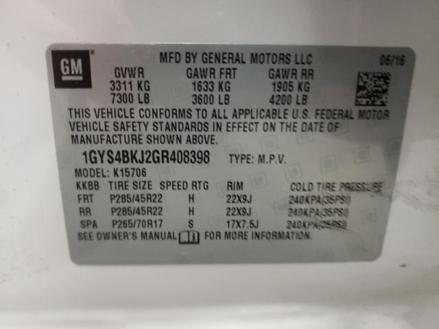 Photo 9 VIN: 1GYS4BKJ2GR408398 - CADILLAC ESCALADE L 