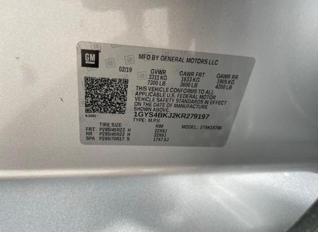 Photo 9 VIN: 1GYS4BKJ2KR279197 - CADILLAC ESCALADE L 