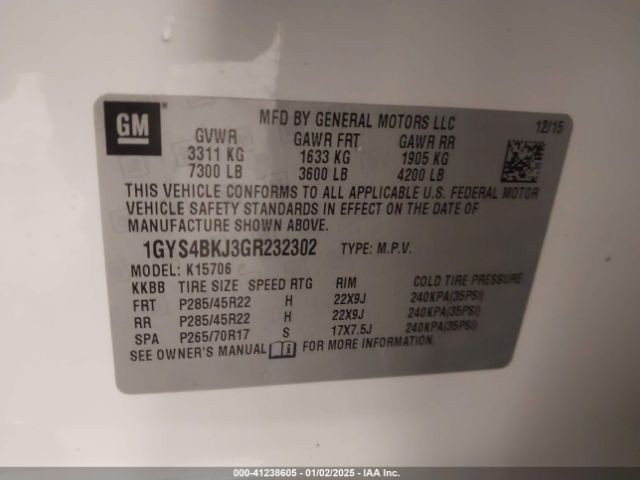 Photo 8 VIN: 1GYS4BKJ3GR232302 - CADILLAC ESCALADE 