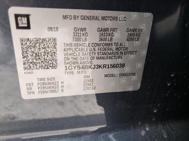 Photo 9 VIN: 1GYS4BKJ3KR156038 - CADILLAC ESCALADE L 