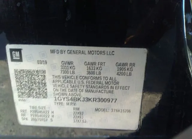 Photo 8 VIN: 1GYS4BKJ3KR300977 - CADILLAC ESCALADE 