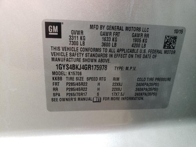 Photo 9 VIN: 1GYS4BKJ4GR175978 - CADILLAC ESCALADE L 