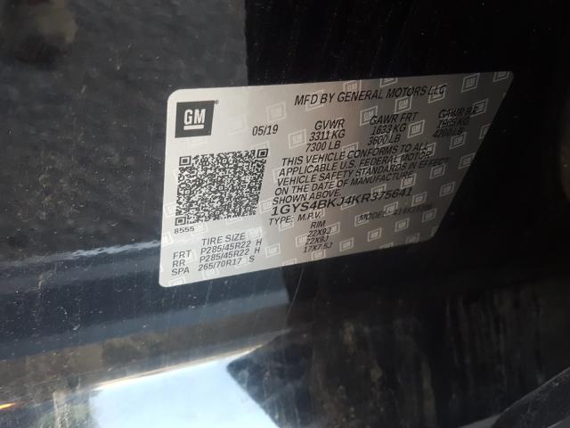 Photo 9 VIN: 1GYS4BKJ4KR375641 - CADILLAC ESCALADE L 