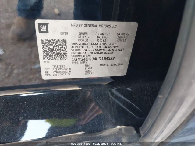 Photo 8 VIN: 1GYS4BKJ4LR154333 - CADILLAC ESCALADE 