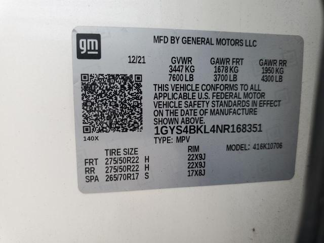 Photo 12 VIN: 1GYS4BKL4NR168351 - CADILLAC ESCALADE P 