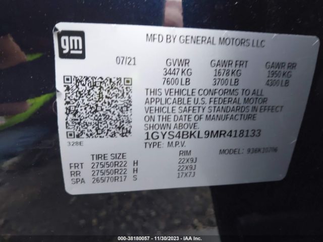 Photo 8 VIN: 1GYS4BKL9MR418133 - CADILLAC ESCALADE 