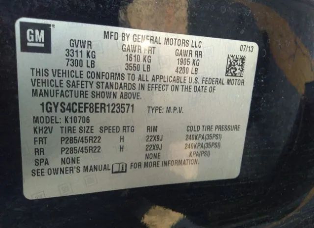 Photo 8 VIN: 1GYS4CEF8ER123571 - CADILLAC ESCALADE 