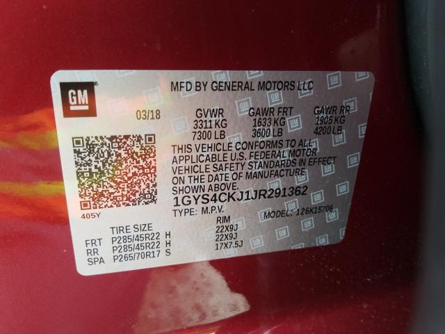 Photo 9 VIN: 1GYS4CKJ1JR291362 - CADILLAC ESCALADE P 