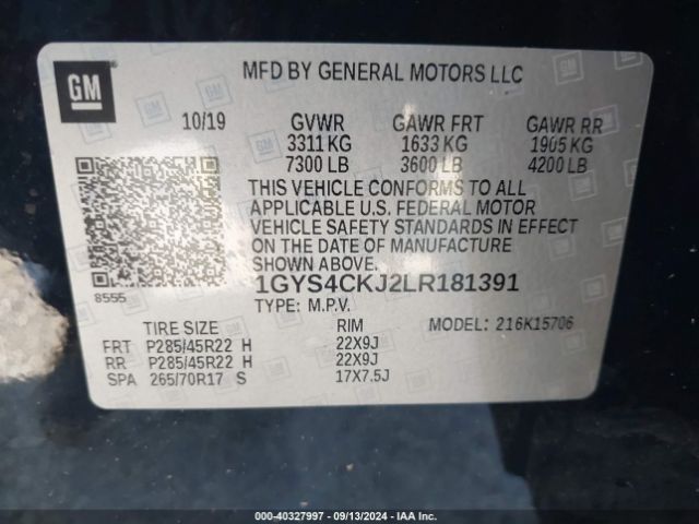 Photo 8 VIN: 1GYS4CKJ2LR181391 - CADILLAC ESCALADE 