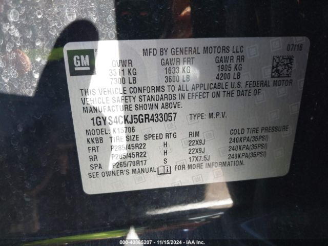 Photo 8 VIN: 1GYS4CKJ5GR433057 - CADILLAC ESCALADE 