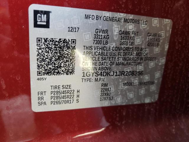 Photo 11 VIN: 1GYS4DKJ1JR208356 - CADILLAC ESCALADE 