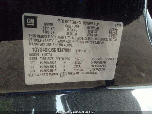 Photo 8 VIN: 1GYS4DKJ5GR347804 - CADILLAC ESCALADE 