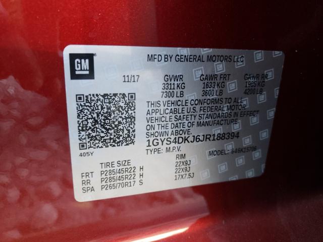 Photo 9 VIN: 1GYS4DKJ6JR188394 - CADILLAC ESCALADE P 