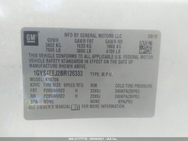 Photo 8 VIN: 1GYS4EEJ2BR126333 - CADILLAC ESCALADE HYBRID 