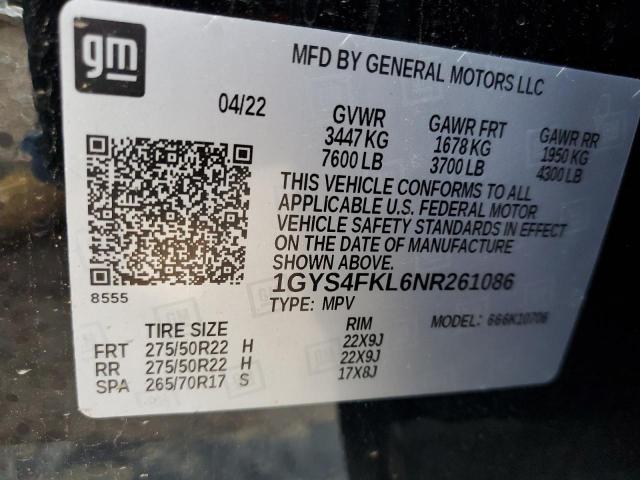 Photo 12 VIN: 1GYS4FKL6NR261086 - CADILLAC ESCALADE S 